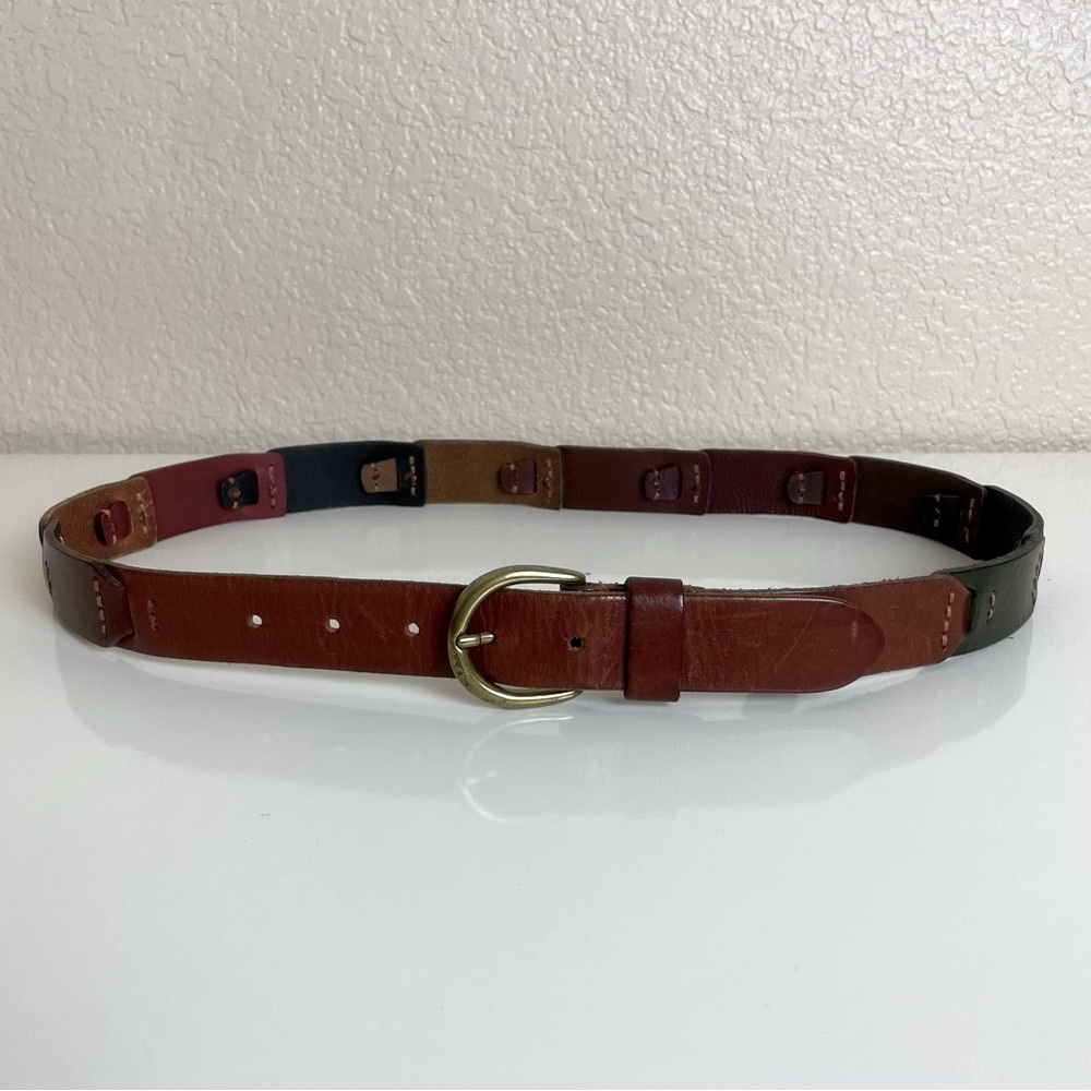Vintage Fossil Color Block Multicolor Leather Belt